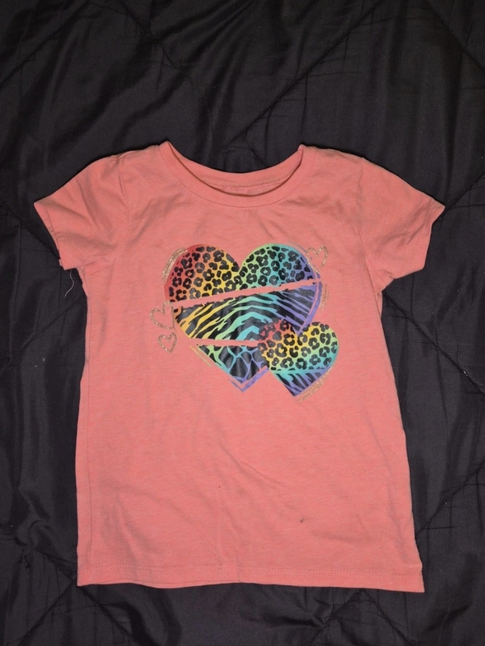 The Children's Place Coral Tee with Rainbow Animal Heart Graphic